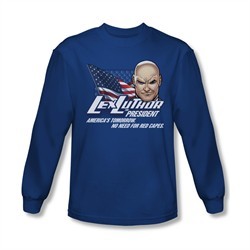 Superman Shirt Lex Luthor For President Long Sleeve Royal Blue Tee T-Shirt
