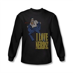 Superman Shirt Love Nerds Long Sleeve Black Tee T-Shirt