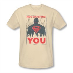 Superman Shirt Slim Fit Watching You Cream T-Shirt