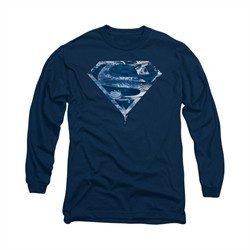 Superman Shirt Water Shield Long Sleeve Navy Tee T-Shirt