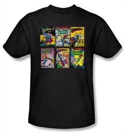 Superman T-shirt DC Comics Comic Book Covers Adult Black Tee Shirt