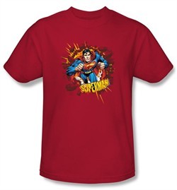 Superman T-Shirt Sorry About The Wall Superhero Adult Red Tee Shirt