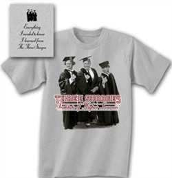 Three Stooges T-shirt Funny Higher Learning Adult Gray Tee Shirt