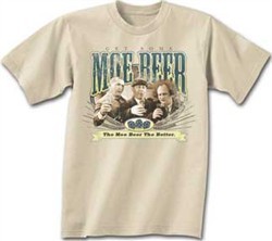 Three Stooges T-shirt Moe Beer Adult Funny Natural Tee Shirt