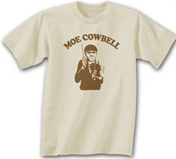 Three Stooges T-shirt Moe Cowbell Adult Funny Natural Tee Shirt