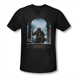 The Hobbit Battle Of The Five Armies Shirt Slim Fit V Neck Bilbo Poster Black Tee T-Shirt