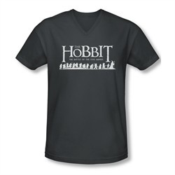 The Hobbit Battle Of The Five Armies Shirt Slim Fit V Neck Walking Logo Charcoal Tee T-Shirt