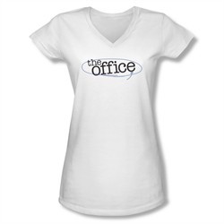 The Office Shirt Juniors V Neck Logo White T-Shirt