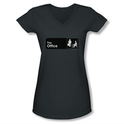 The Office Shirt Juniors V Neck Sign Logo Charcoal T-Shirt
