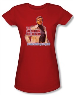 The Six Million Dollar Man Shirt Juniors Spare Pants Red Tee T-Shirt