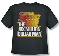 The Six Million Dollar Man Shirt Kids Run Fast Charcoal Youth Tee T-Shirt