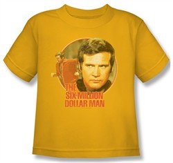 The Six Million Dollar Man Shirt Kids Run Faster Gold Youth Tee T-Shirt