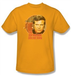 The Six Million Dollar Man Shirt Run Faster Adult Gold Tee T-Shirt