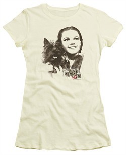 The Wizard Of Oz  Juniors Shirt Dorothy And Toto Cream T-Shirt