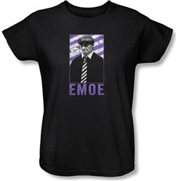 Three Stooges Ladies Shirt Emoe Funny Black Tee T-shirt