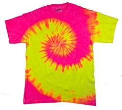 Tie Dye T-shirt Fluorescent Swirl Yellow Pink Swirl Adult Tee Shirt