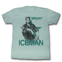 Top Gun Shirt Iceman Adult Heather Green Tee T-Shirt