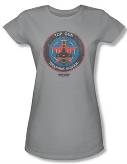 Top Gun Shirt Juniors Flight School Logo Silver Tee T-Shirt