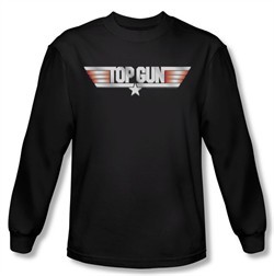 Top Gun Shirt Logo Long Sleeve Black Tee T-Shirt