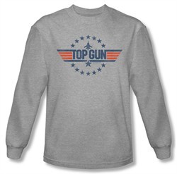 Top Gun Shirt Star Logo Long Sleeve Athletic Heather Tee T-Shirt