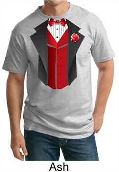 Tuxedo Tall T-shirt With Red Vest Funny Adult Tee Shirt