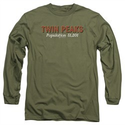 Twin Peaks Long Sleeve Shirt Population Military Green Tee T-Shirt