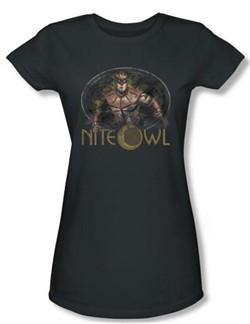 Watchmen Juniors T-shirt Movie Superhero Nite Owl Charcoal Tee Shirt