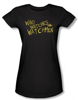 Watchmen Juniors T-shirt Movie Superhero Who Watches Black Tee Shirt