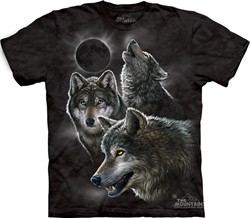 Wolf Shirt Tie Dye Moon Eclipse Wolves T-shirt Adult Tee