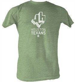 World Football League T-Shirt Houston Texans 2 Adult Green Heather Tee