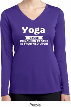 Yoga Funny Saying Ladies Moisture Wicking Long Sleeve Shirt