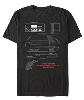 Nintendo NES Schematic Black T-Shirt 