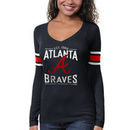 '47 Brand Atlanta Braves Women's Homerun Long Sleeve Premium T-Shirt - Navy Blue