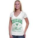 Sportiqe Chicago Bulls Women's St. Patrick's Day Burnout Slim Fit V-Neck T-Shirt - White