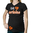 Baltimore Orioles Maternity Love Tri-Blend V-Neck T-Shirt - Black