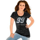 Touch by Alyssa Milano Carl Edwards Women's Number Burnout Slim Fit T-Shirt - Black