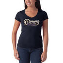 '47 Brand St. Louis Rams Women's Showtime Slim Fit V-Neck T-Shirt - Navy Blue