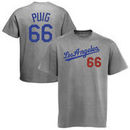 Yasiel Puig Los Angeles Dodgers Majestic Threads Premium Tri-Blend Name & Number T-Shirt - Gray