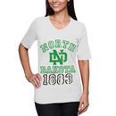 North Dakota Women's Football V-Neck Slim Fit T-Shirt - White