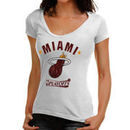 Majestic Threads Miami Heat Women's NBA Playoffs Tri-Blend V-Neck T-Shirt - White