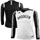 adidas Brooklyn Nets Youth On-Court Impact Long Sleeve Shooting Shirt - White/Black