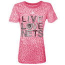 adidas Brooklyn Nets Youth Girls Live Love Burnout T-Shirt - Pink