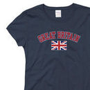 Great Britain Women's Navy Blue Arch Over Country Flag T-Shirt