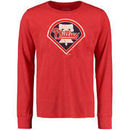 Philadelphia Phillies Majestic Threads Team Logo Long Sleeve Tri-Blend T-Shirt - Red