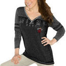 Touch by Alyssa Milano Miami Heat Women's Gridiron V-Neck Burnout Long Sleeve T-Shirt - Charcoal