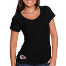 Cutter & Buck Kansas City Chiefs Women's Double Team Slub Scoop Neck T-Shirt - Black