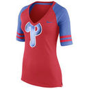 Philadelphia Phillies Nike Women's Logo Fan 1.4 V-Neck T-Shirt - Red