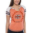 Cleveland Browns Historic Logo Majestic Women's More Than Enough V-Neck T-Shirt - Brown