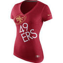 San Francisco 49ers Nike Womens Upkilter Tri-Blend V-Neck T-Shirt - Scarlet