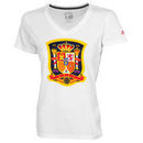 Spain adidas Women's Futbol Crest V-Neck T-Shirt - White